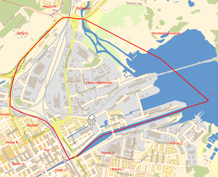 Karta över Öster-Alderholmen