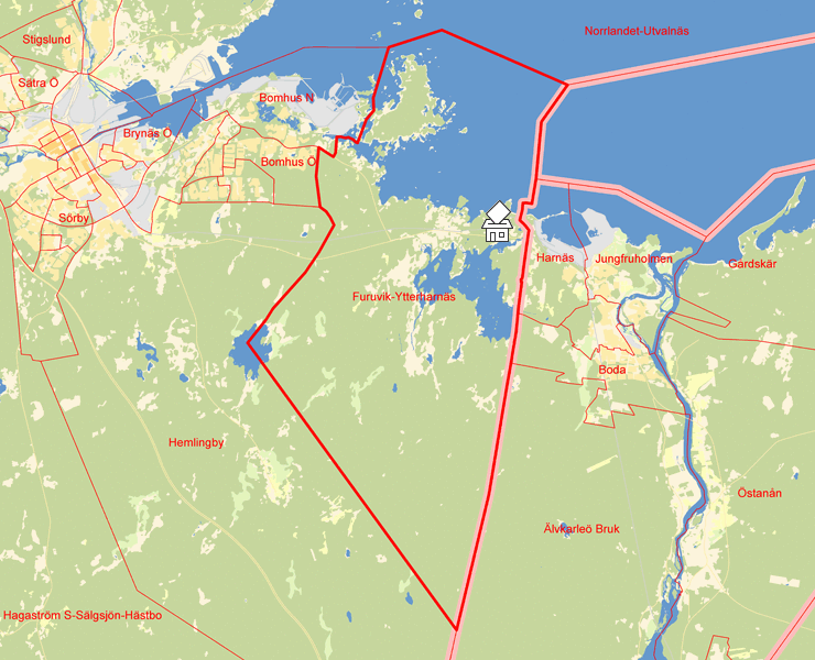 Karta över Furuvik-Ytterharnäs
