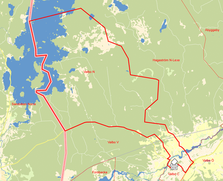 Karta över Valbo N