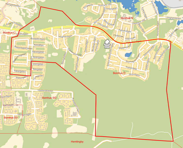 Karta över Bomhus Ö