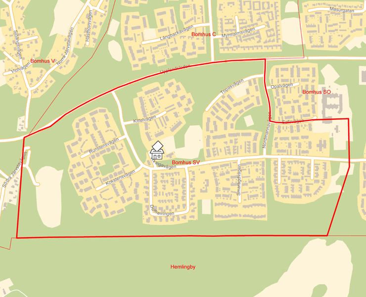 Karta över Bomhus SV