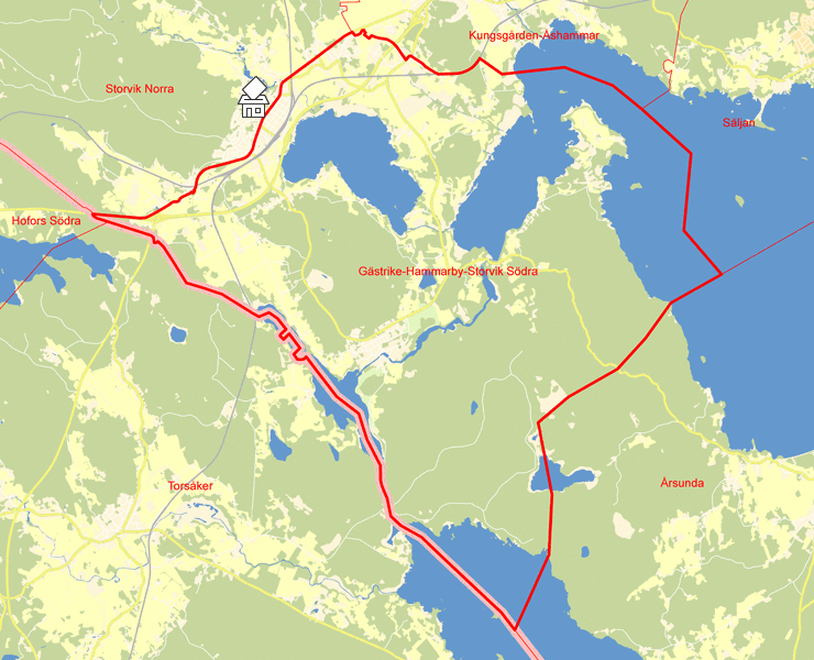 Karta över Gästrike-Hammarby-Storvik Södra