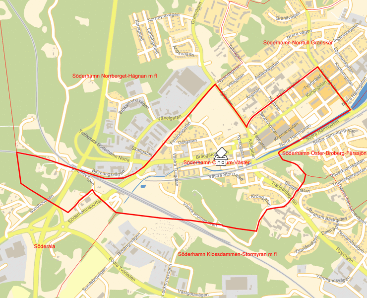 Karta över Söderhamn Centrum-Väster