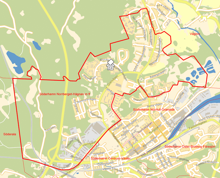 Karta över Söderhamn Norrberget-Hägnan m fl