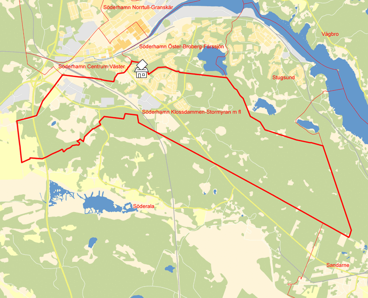 Karta över Söderhamn Klossdammen-Stormyran m fl