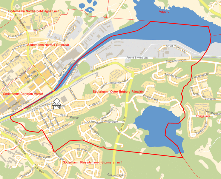 Karta över Söderhamn Öster-Broberg-Färssjön