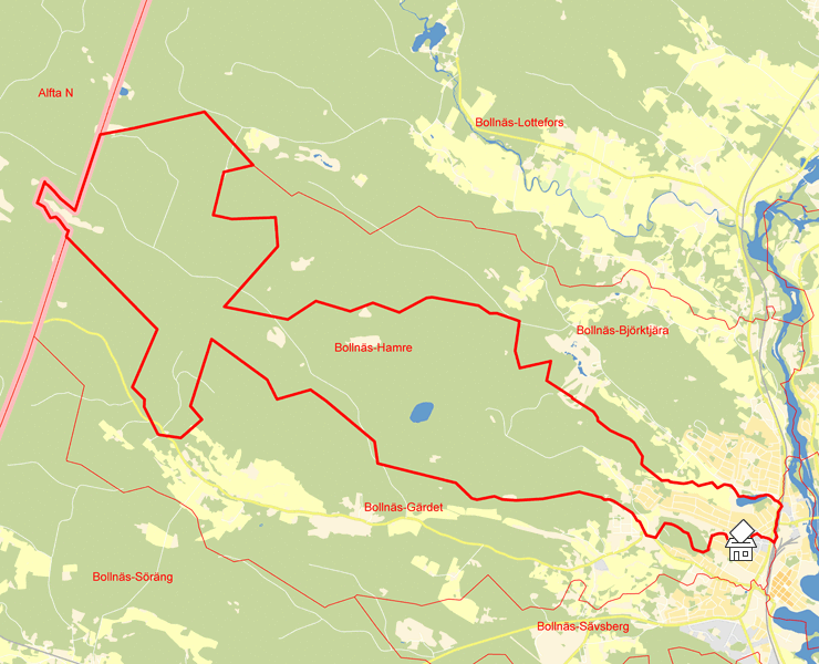 Karta över Bollnäs-Hamre