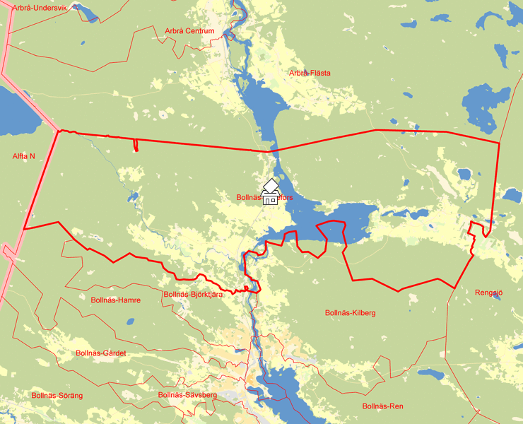 Karta över Bollnäs-Lottefors