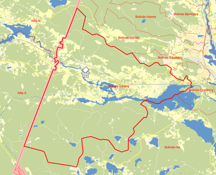 Karta över Bollnäs-Söräng