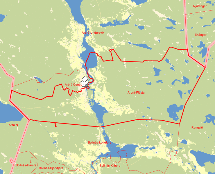 Karta över Arbrå-Flästa