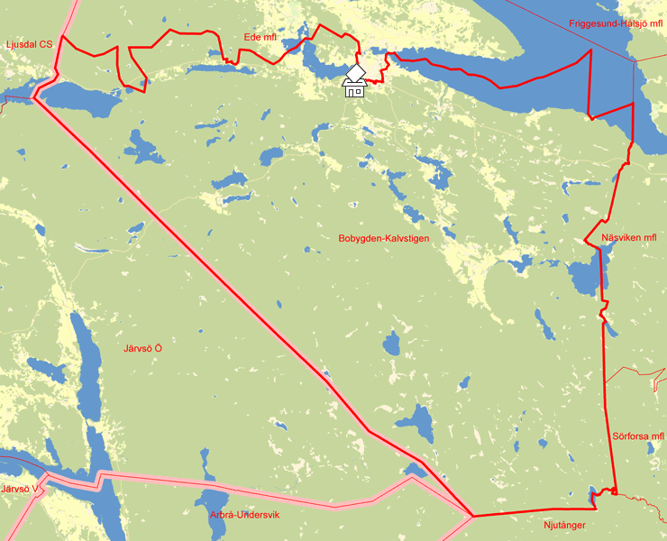 Karta över Bobygden-Kalvstigen