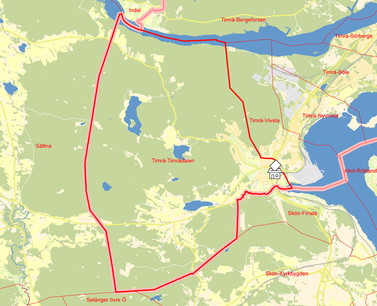 Karta över Timrå-Timrådalen