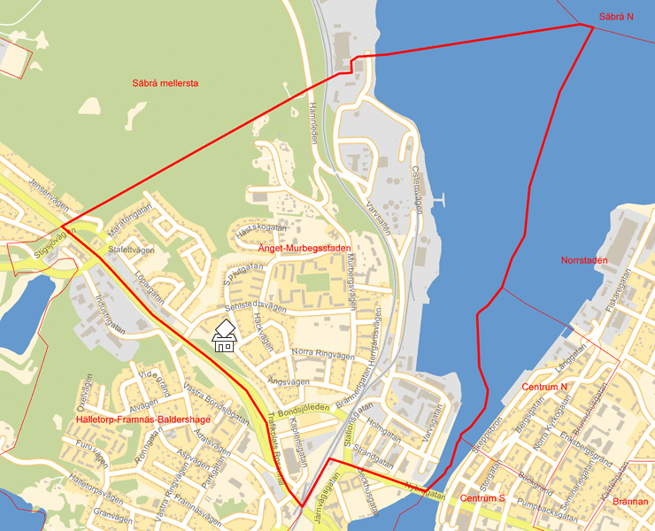 Karta över Änget-Murbegsstaden