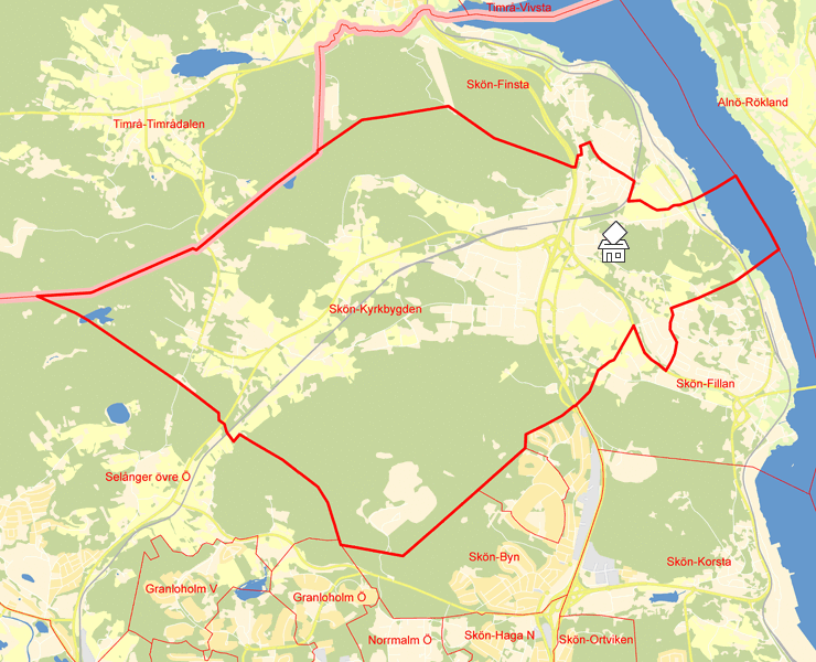 Karta över Skön-Kyrkbygden