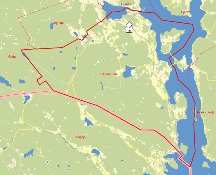 Karta över Frånö-Lunde