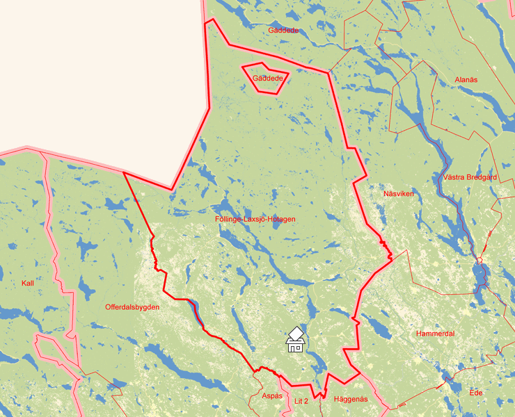 Karta över Föllinge-Laxsjö-Hotagen