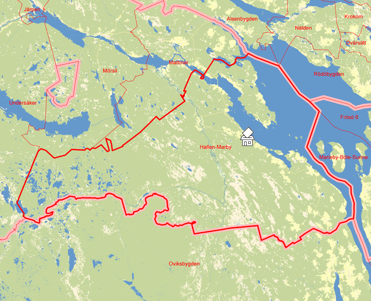 Karta över Hallen-Marby