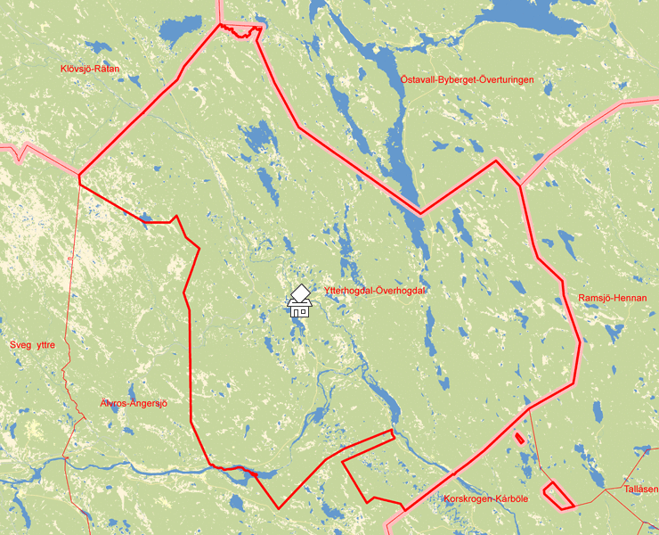 Karta över Ytterhogdal-Överhogdal