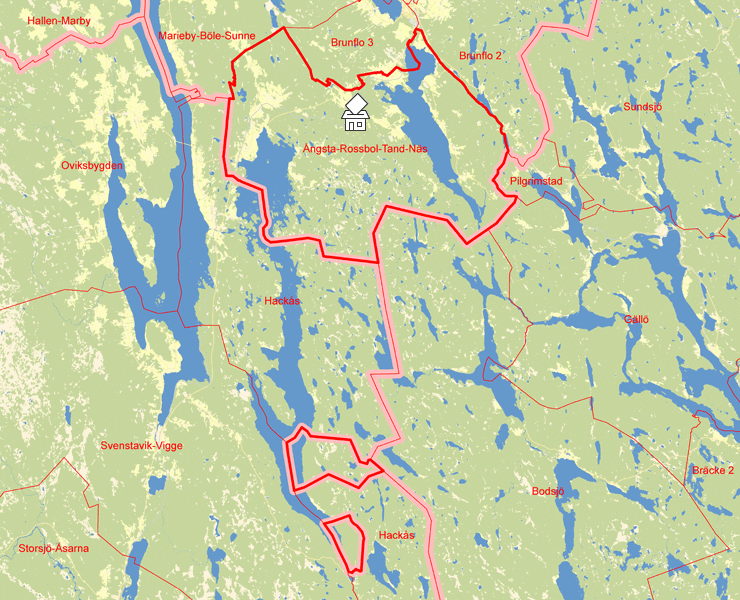 Karta över Ångsta-Rossbol-Tand-Näs