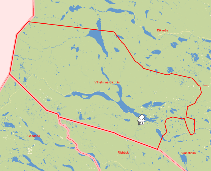 Karta över Vilhelmina-Saxnäs