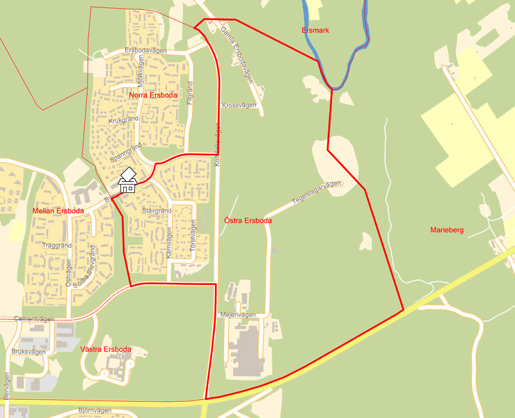 Karta över Östra Ersboda