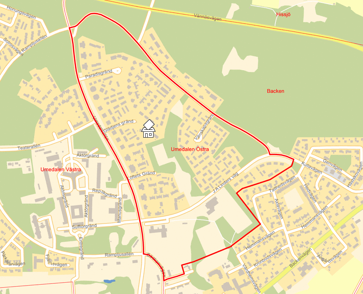 Karta över Umedalen Östra
