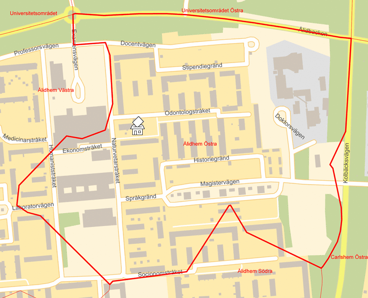 Karta över Ålidhem Östra