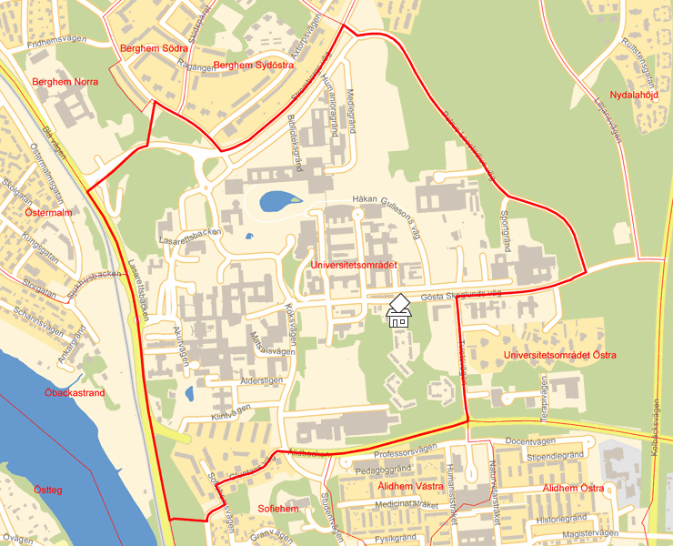 Karta över Universitetsområdet