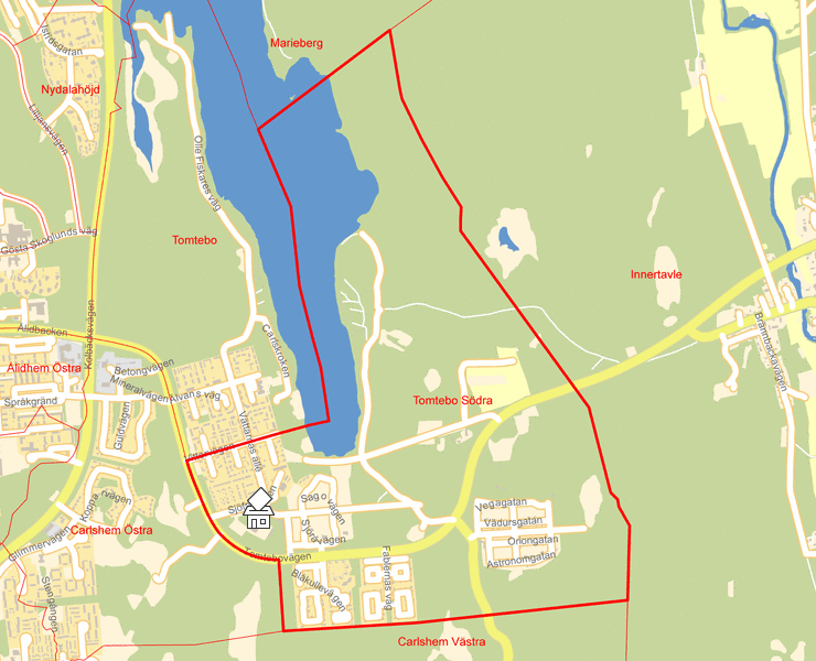 Karta över Tomtebo Södra
