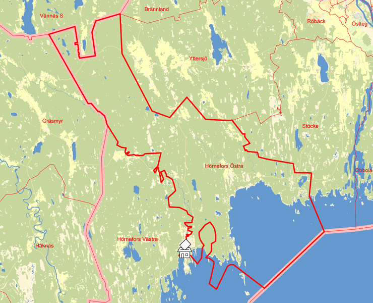 Karta över Hörnefors Östra