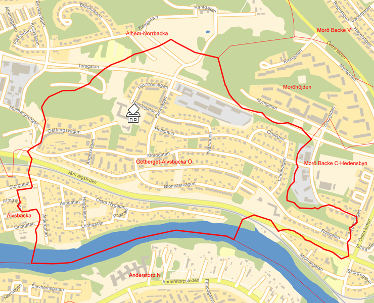 Karta över Getberget-Älvsbacka Ö