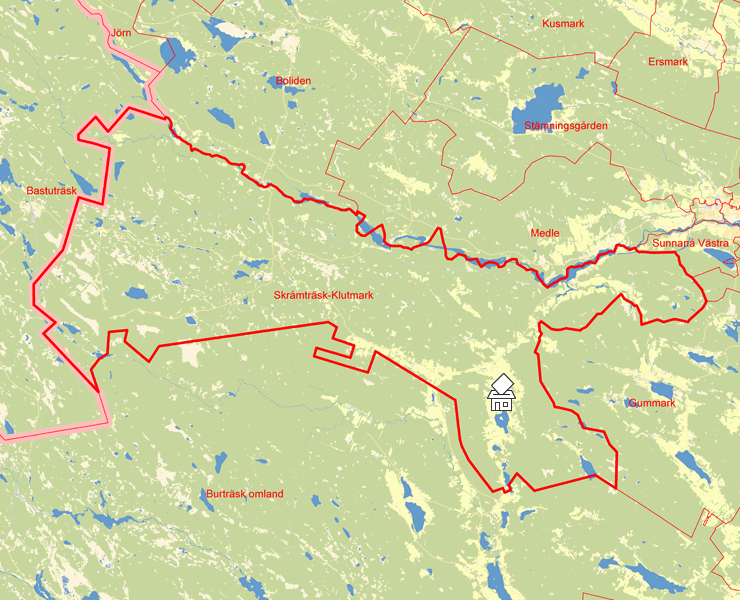 Karta över Skråmträsk-Klutmark