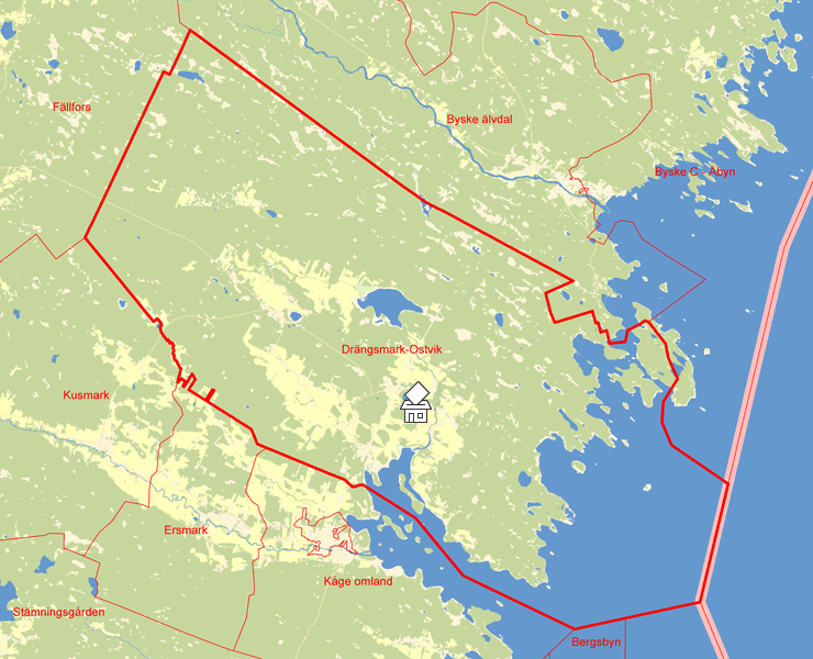 Karta över Drängsmark-Ostvik