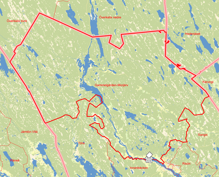 Karta över Gammelgården-Morjärv