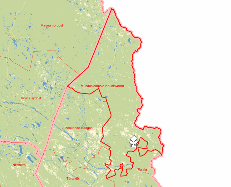 Karta över Muodoslompolo-Kaunisvaara