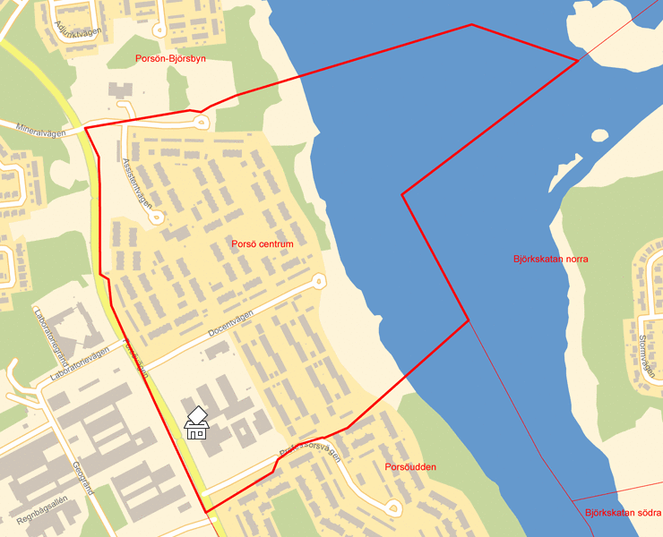 Karta över Porsö centrum