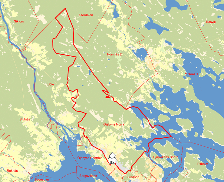Karta över Öjebyns Norra