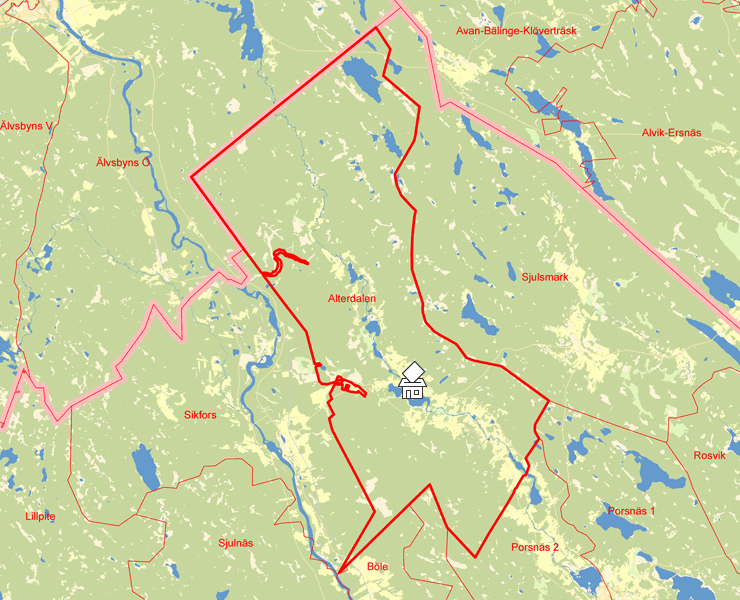 Karta över Alterdalen