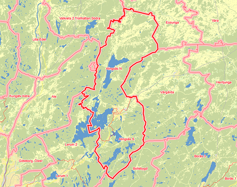 Karta över Alingsås