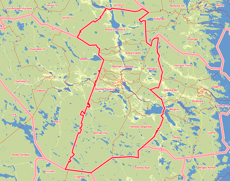 Karta över Bollnäs