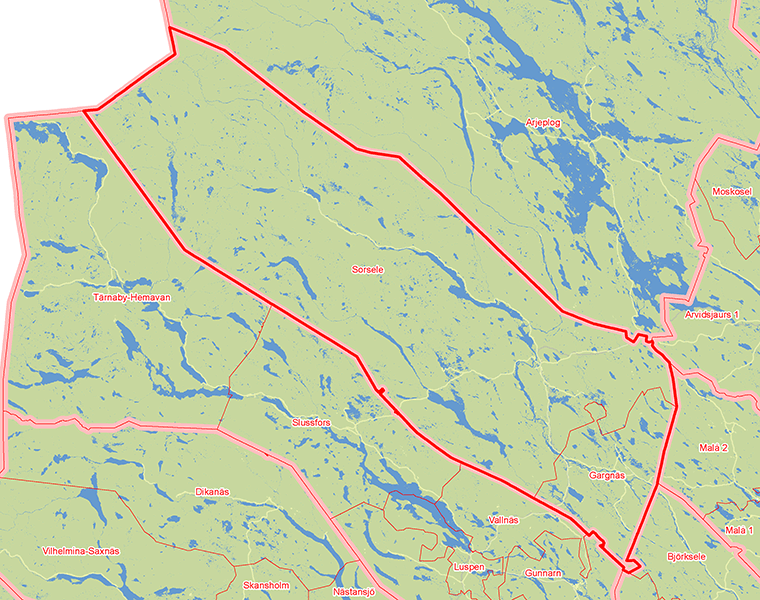 Karta över Sorsele
