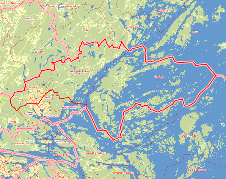 Karta över Österåker Norra