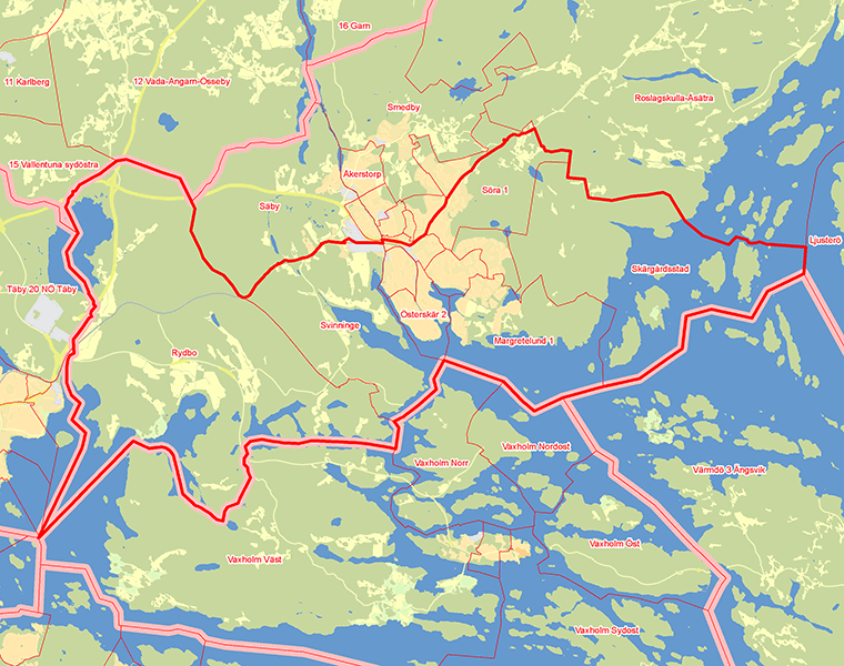 Karta över Österåker Södra