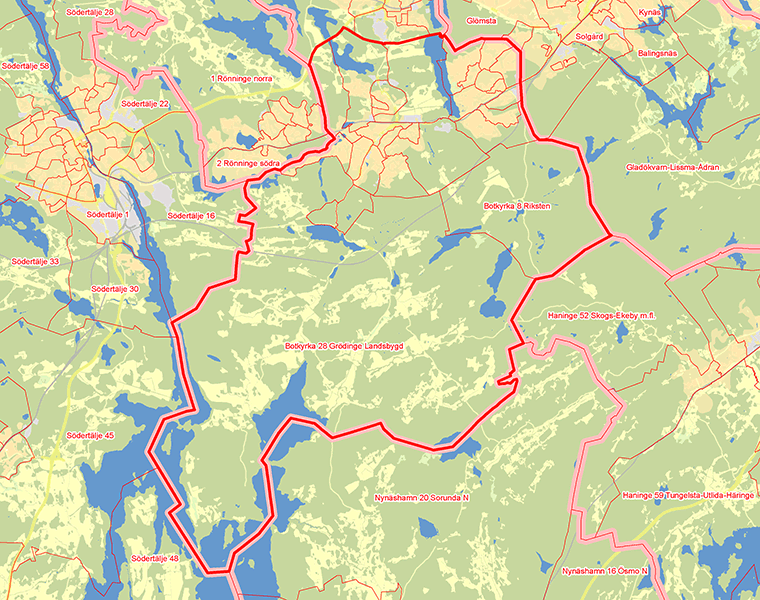 Karta över Botkyrka Södra