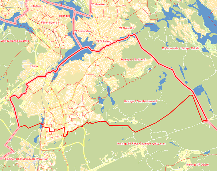 Karta över Haninge Norra