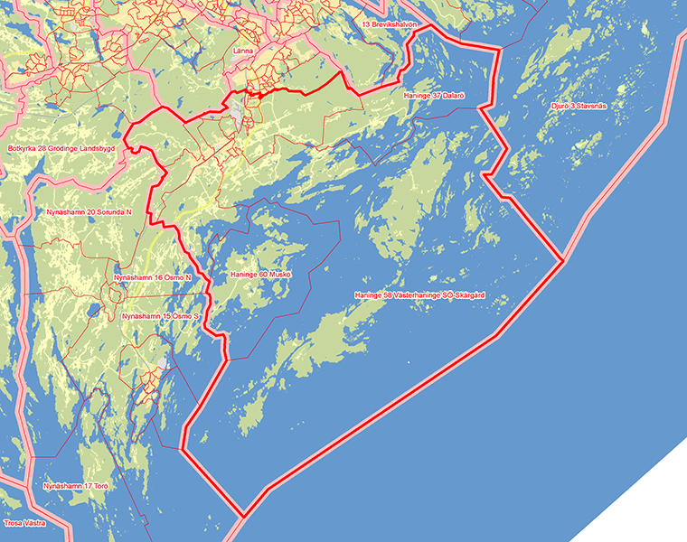 Karta över Haninge Södra