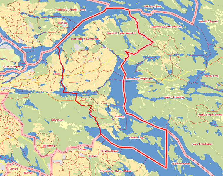 Karta över Nacka  Östra