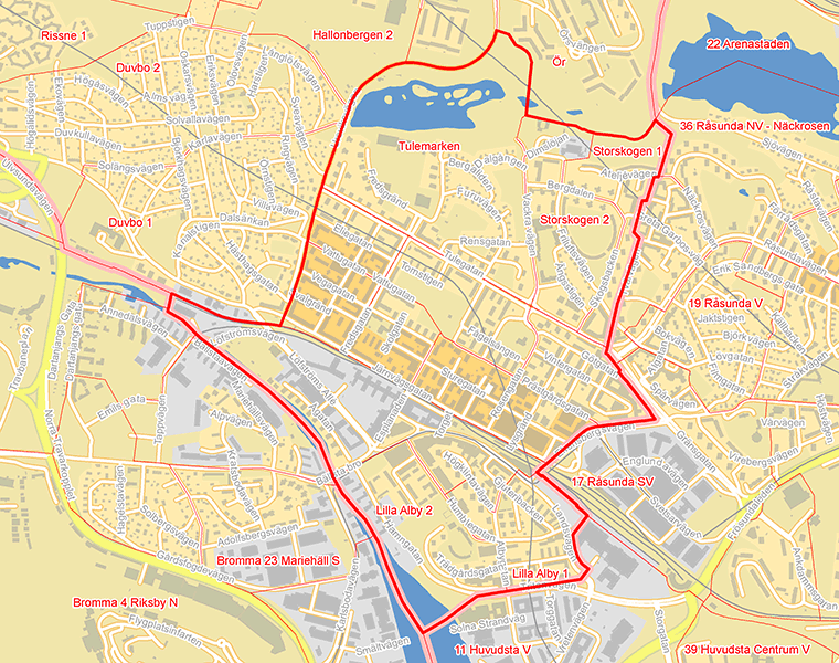 Karta över Södra Sundbyberg