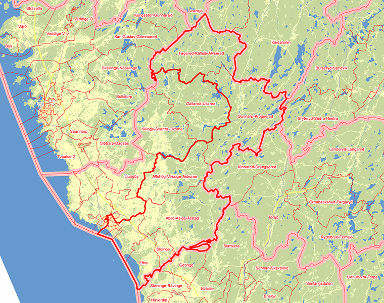 Karta över Falkenbergs östra valkrets