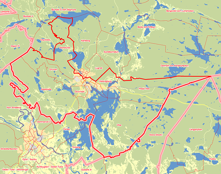 Karta över Falu Södra